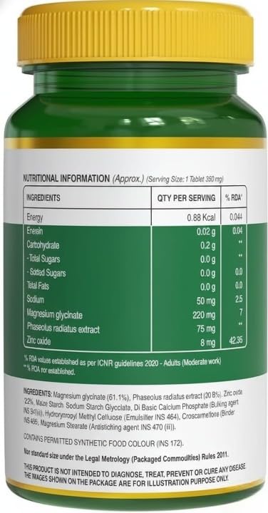 Magnesium Glycinate + Zinc Vegetarian Tablets for Bone & Muscle Health - image 2