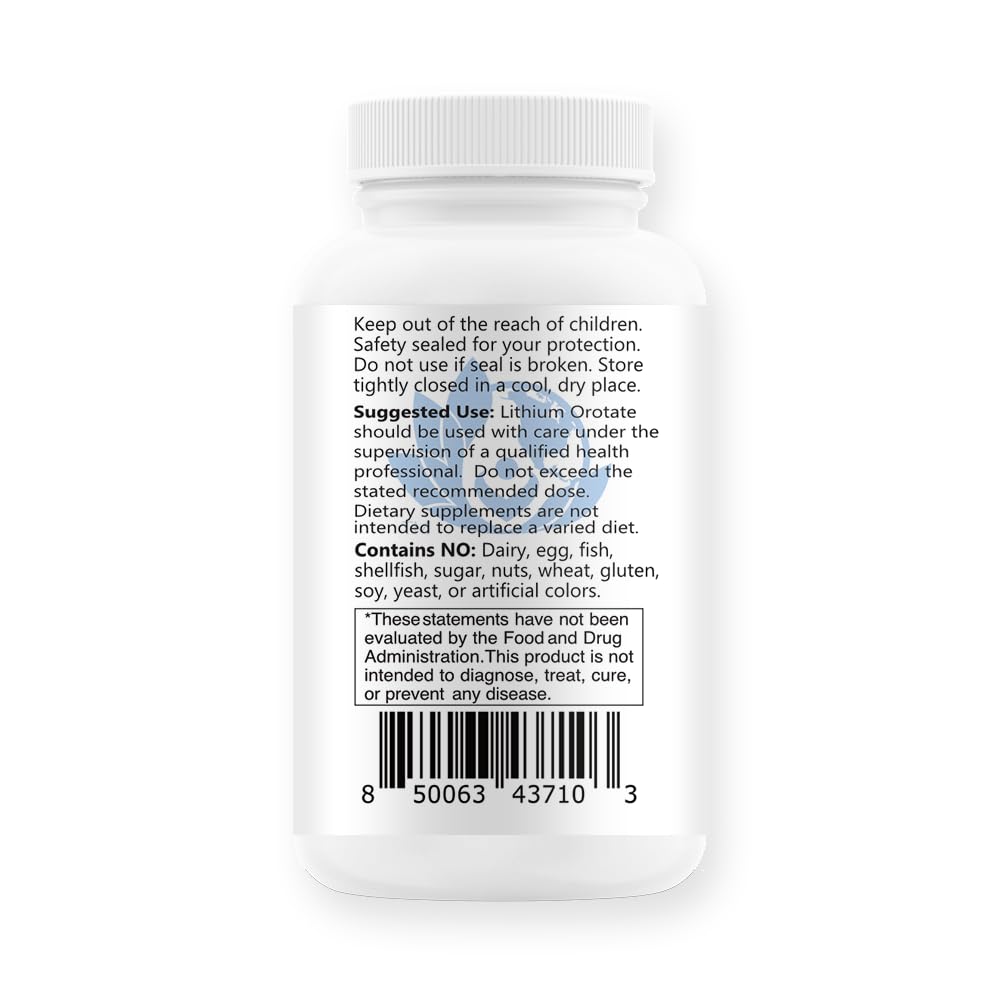 EcoIntegratives Lithium-Oro Orotate Supplement,100 Vegetarian Capsules
