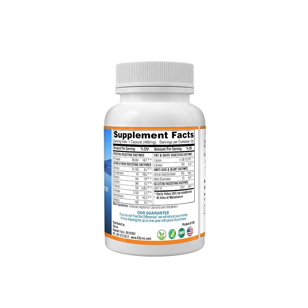 E3LIVE E3 Enzymes Digestive Support - 90 Vegetarian Capsules - image 2