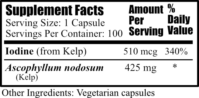 Daily Manufacturing Algazim Iodine & Kelp - 100 Vegetarian Capsules - image 3