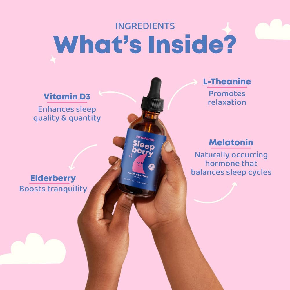 JoySpring Sleepberry - Kids Liquid Melatonin with Vitamin D