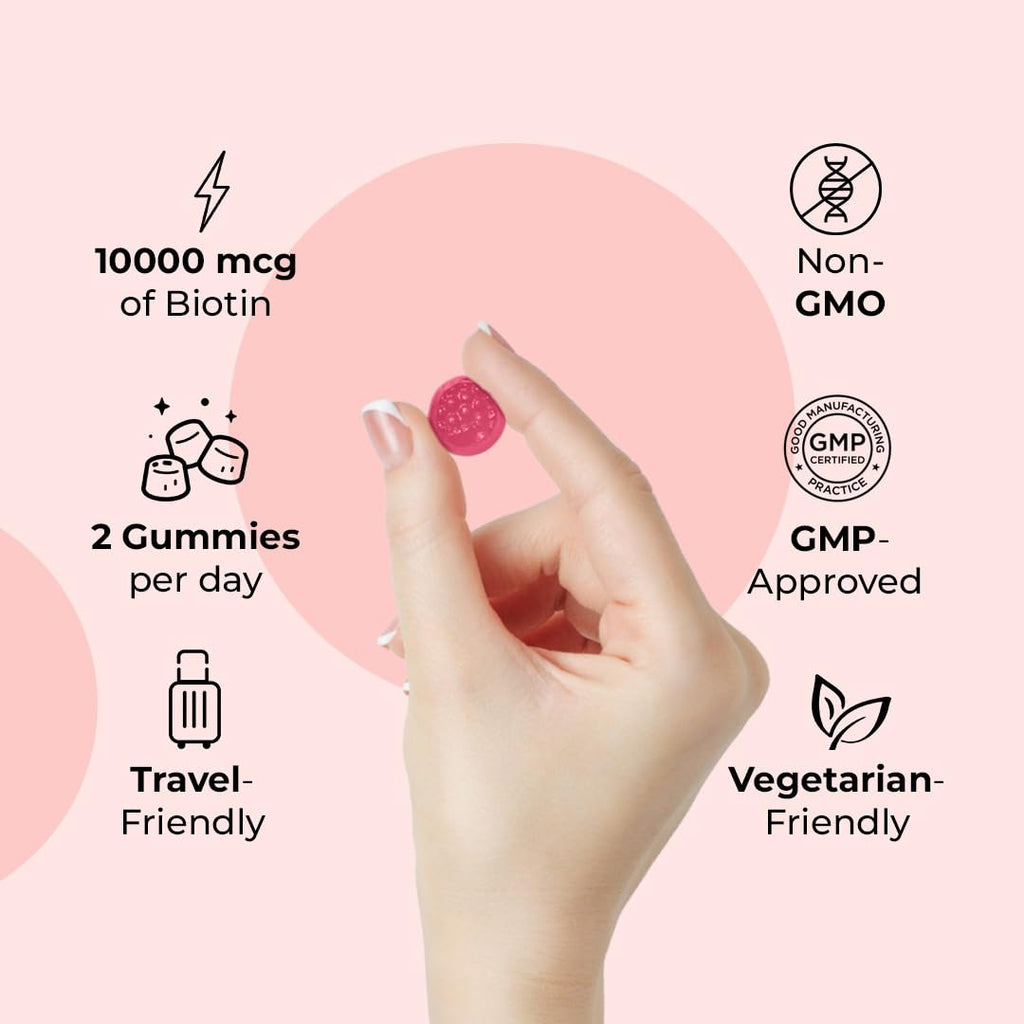 LifeCentric Health Biotin 10000mcg Gummies for Hair, Skin & Nails - 100 Count - image 4