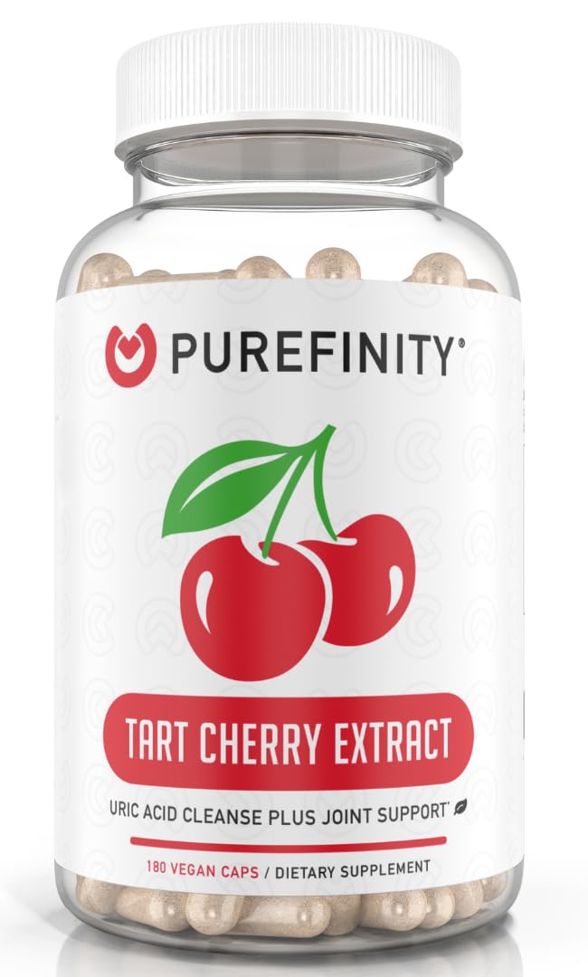 PUREFINITY Tart Cherry Capsules Uric Acid Flush Extract - 180 Count