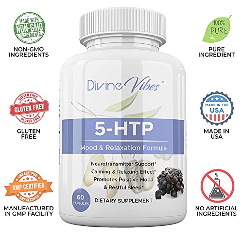 Divine Vibes 5-HTP 200mg Plus Calcium for Mood & Sleep - 60 Capsules - image 5