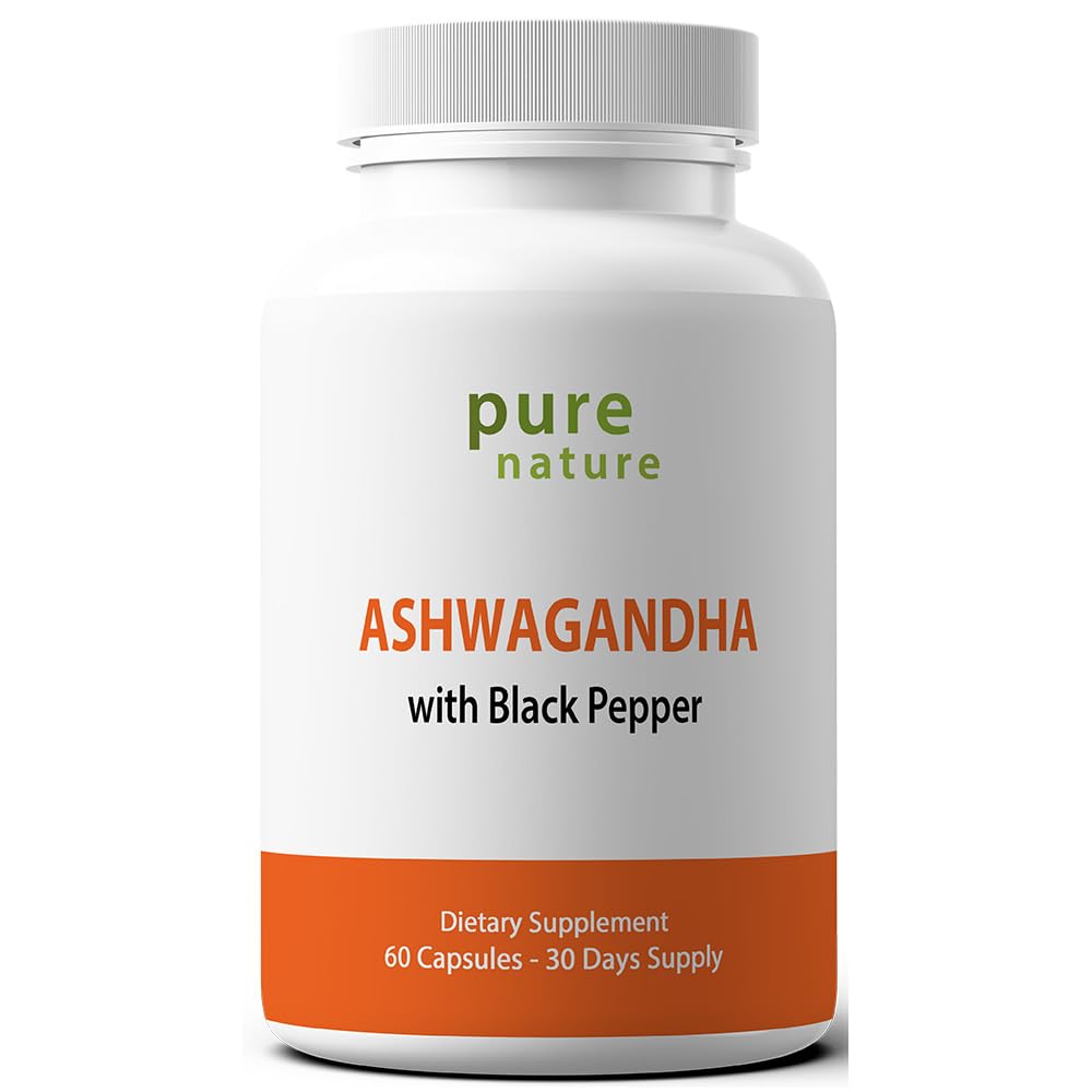PureNature Plus Ashwagandha with Black Pepper Extract - 60 Vegetarian Capsules