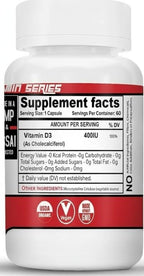 Generic Vitamin D3 400IU with K2 Supplement for Bone Health - 60 Capsules - image 3