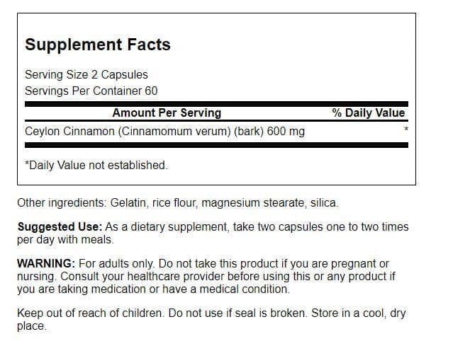 Swanson Full Spectrum True Cinnamon 300 mg - 240 Capsules - image 2