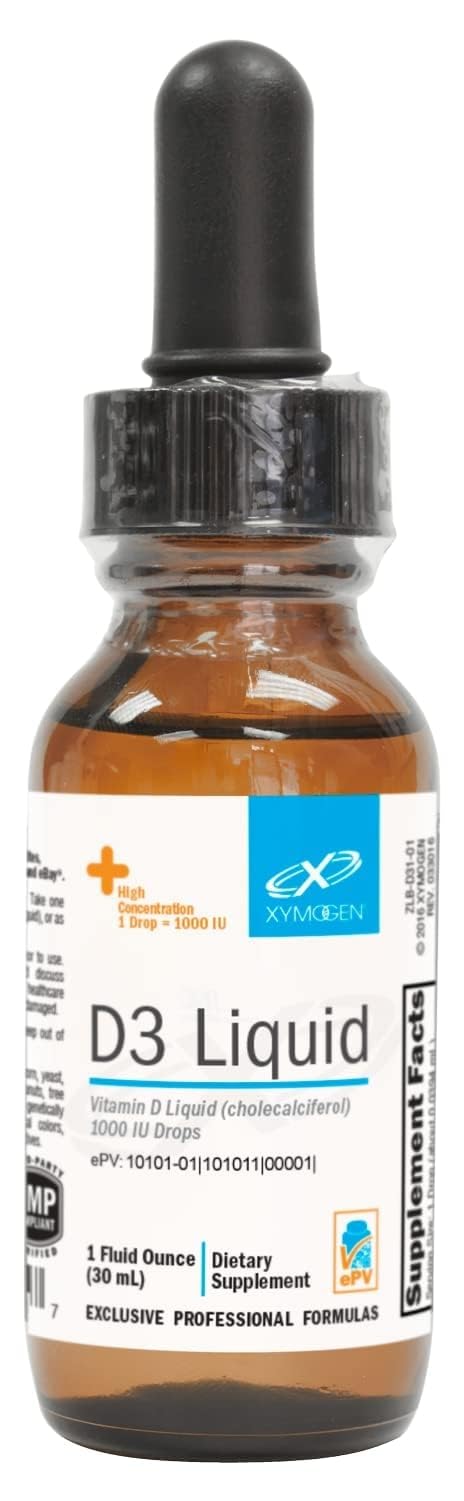 XYMOGEN D3 Liquid Vitamin D3 Supplement 1000 IU - 1 Fl Oz