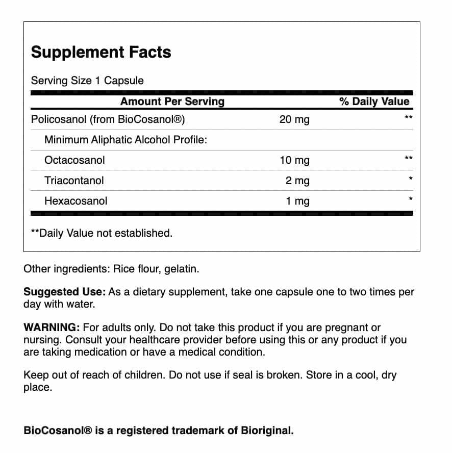 Swanson Ultra Policosanol Cardiovascular Health - 180 Capsules - image 2