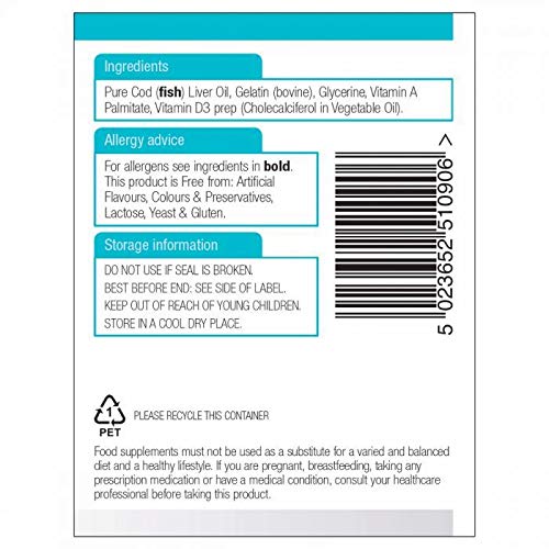 Natures Aid Cod Liver Oil High Strength 1000mg - 180 Softgels - image 2