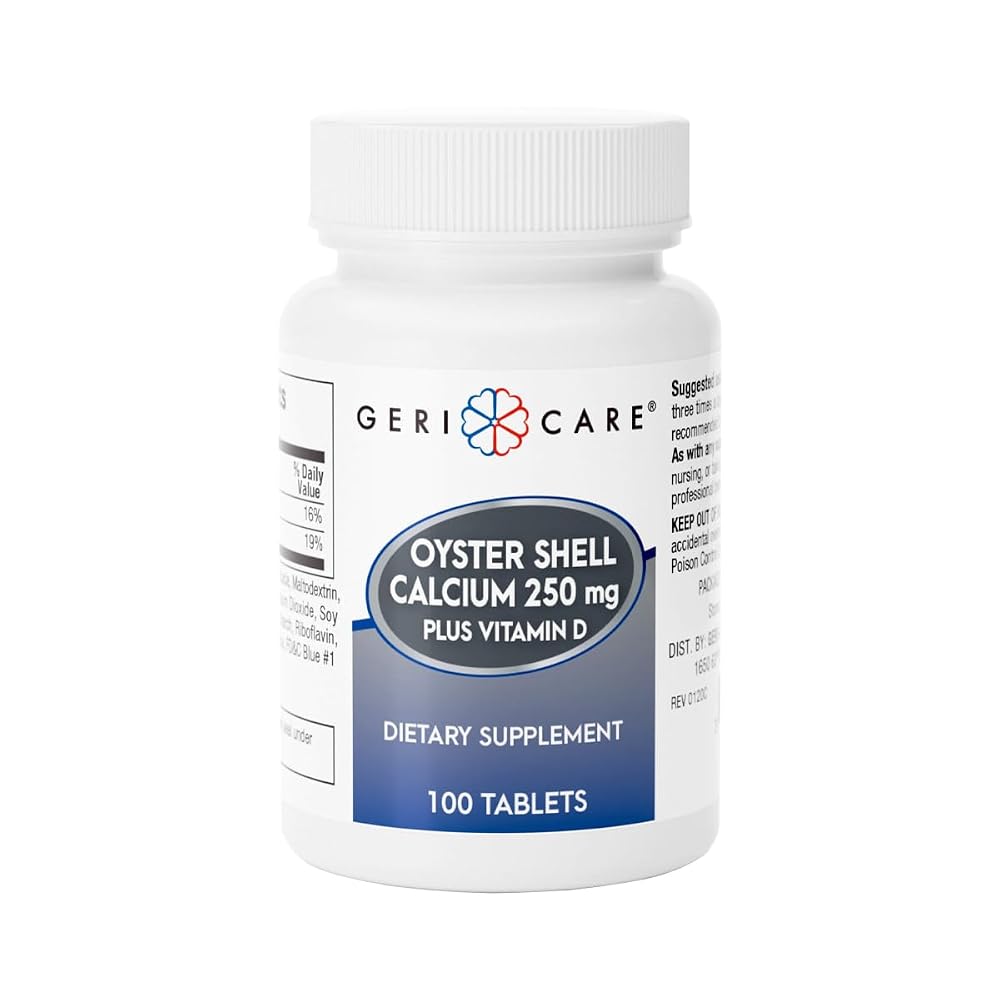 GeriCare Oyster Shell Calcium 250mg with Vitamin D - 100 Tablets