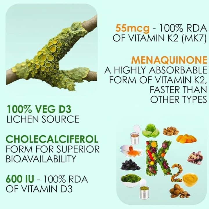 Generic Lifesciences Plant Based Vitamin D3 & K2 MK-7 - 60 Vegetarian Tablets - image 5
