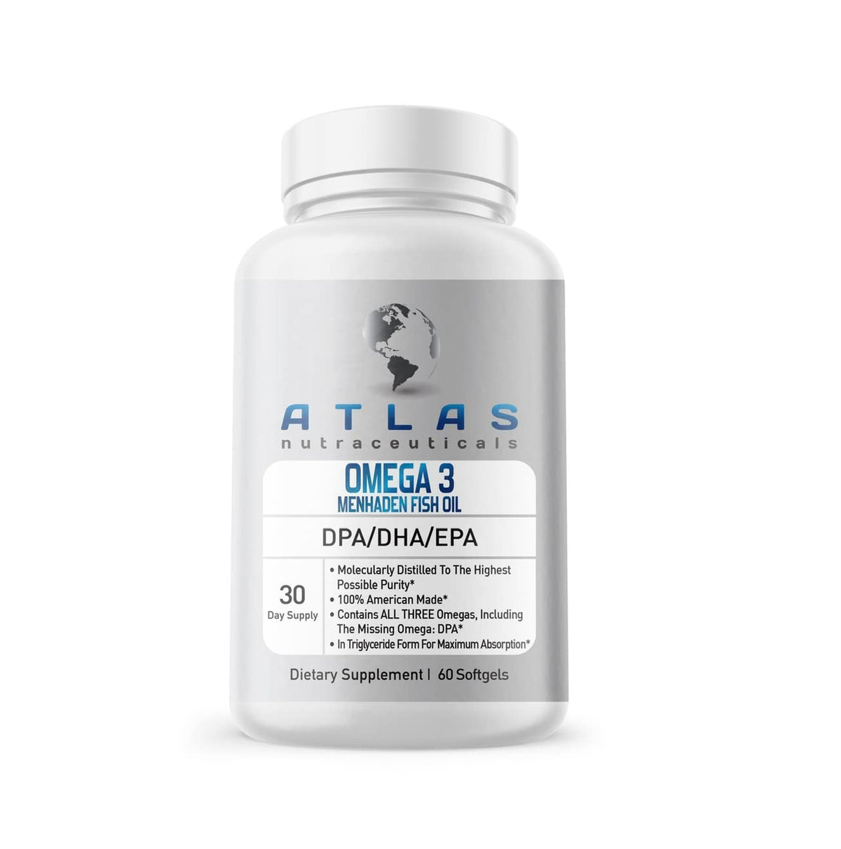 Atlas Nutraceuticals Menhaden Fish Oil Omega 3 - 60 Softgels - image 2