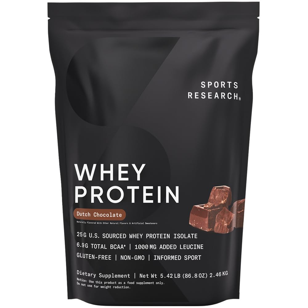 Sports Research Whey Protein Isolate Powder Dutch Chocolate - 5.43 lb