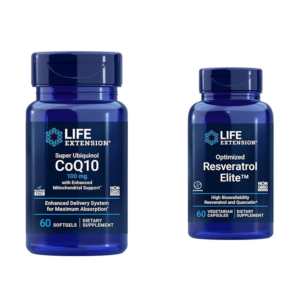 Life Extension Super Ubiquinol CoQ10 & Resveratrol Elite Bundle - 120 Capsules