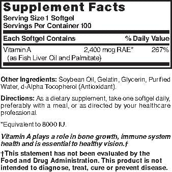 Nature's Blend Vitamin A 8,000 IU - 100 Softgels - image 3