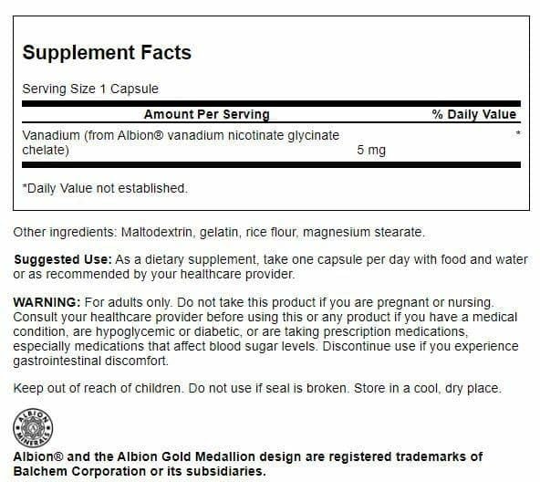 Swanson Albion Chelated Vanadium Glycinate 5 mg - 60 Capsules - image 2