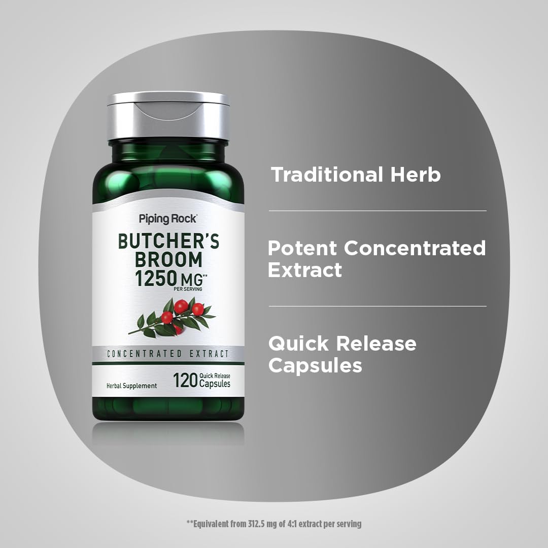 Piping Rock Butchers Broom Supplement - 120 Capsules - image 4