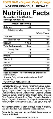 TORQ Energy Bar Organic Zesty Orange - 15 Bars - image 5