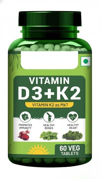 Naturals Vitamin D3 + K2 Plant Based Supplement - 60 Vegetarian Tablets