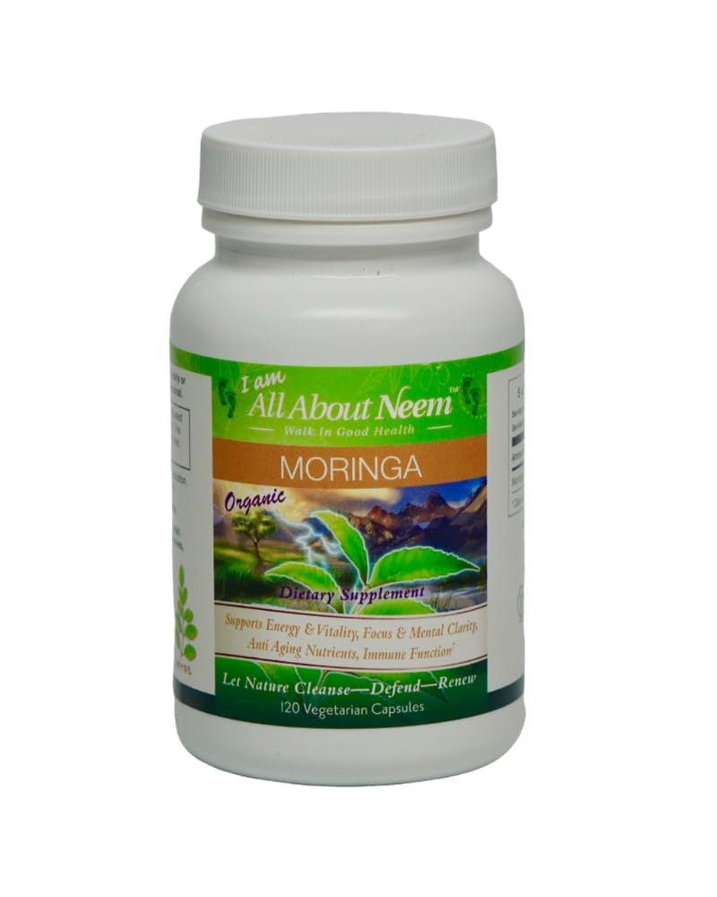 All About Neem Moringa Leaf Capsules Organic 400 mg - 120 Count