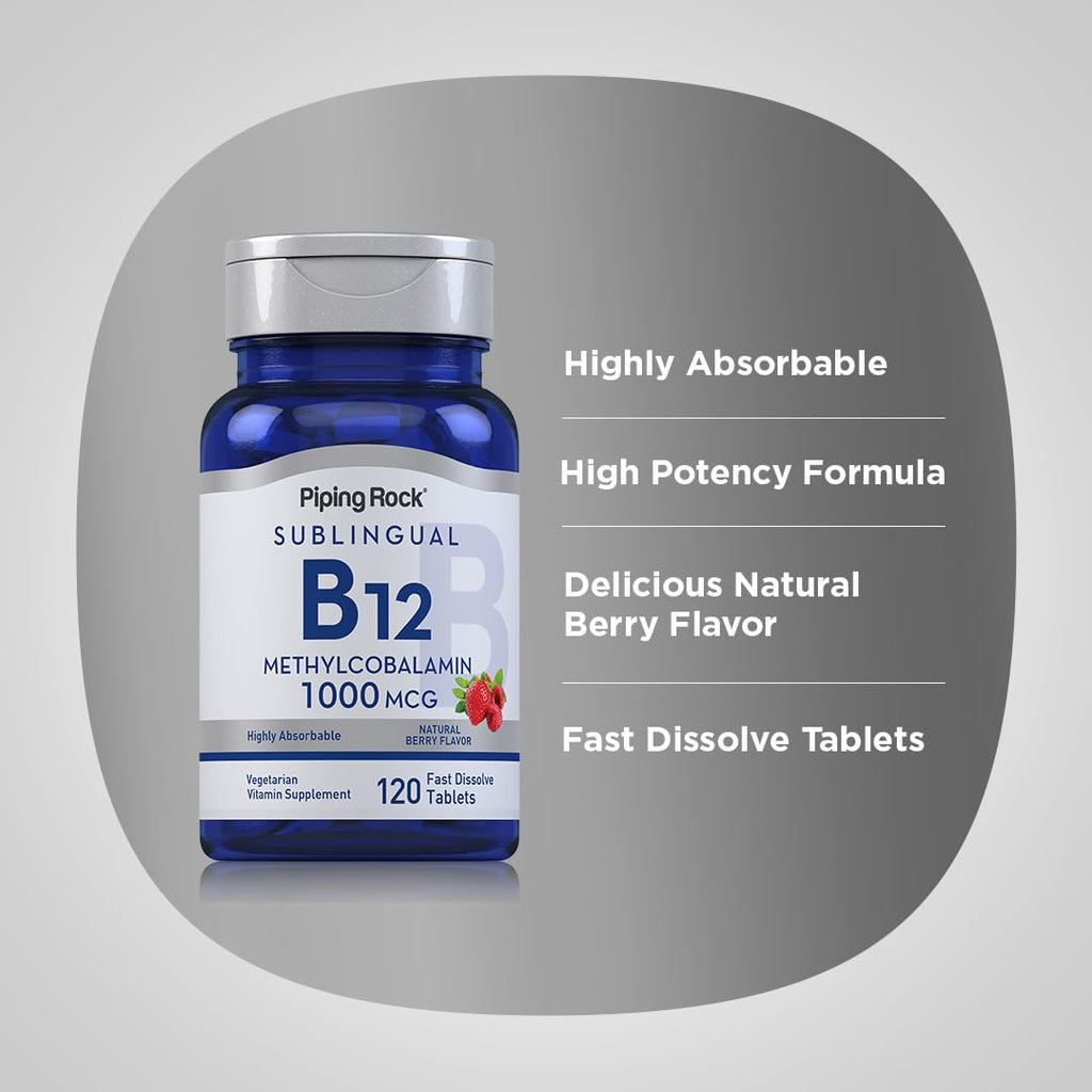 Piping Rock Vitamin B12 1000 mcg Sublingual - 120 Tablets - image 4