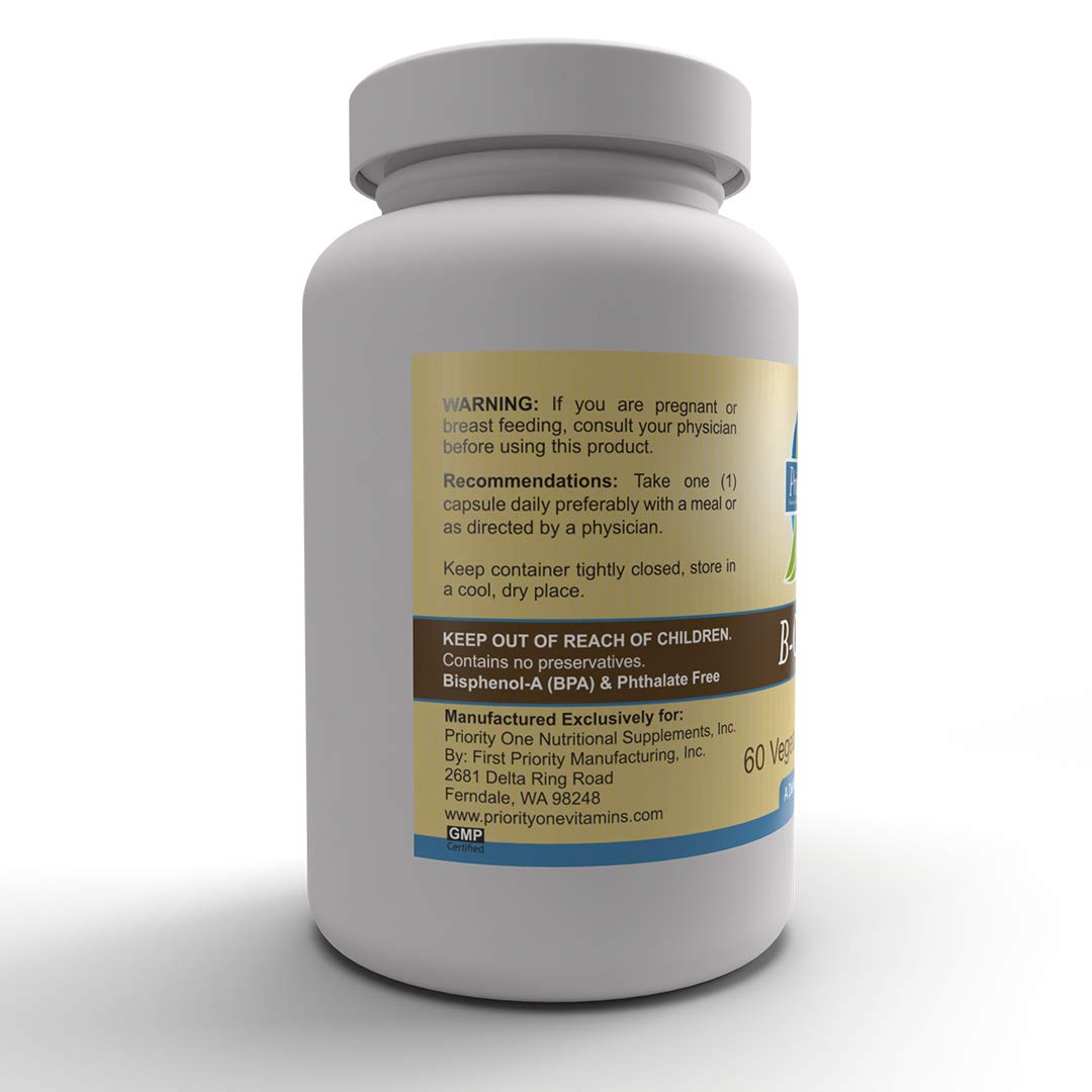 Priority One Vitamins B Complex - 60 Vegetarian Capsules - image 5