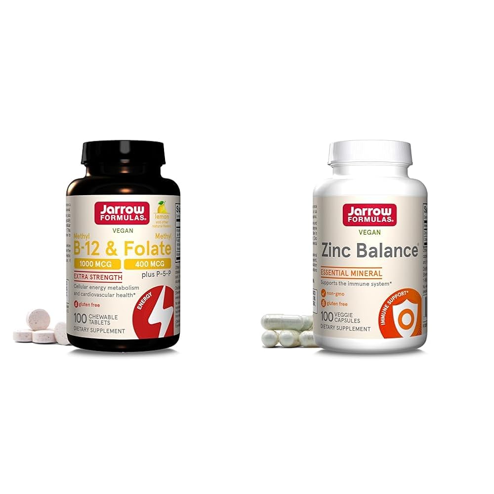 Jarrow Formulas Methyl B-12 & Folate Chewable Tablets + Zinc Balance - 200 Count