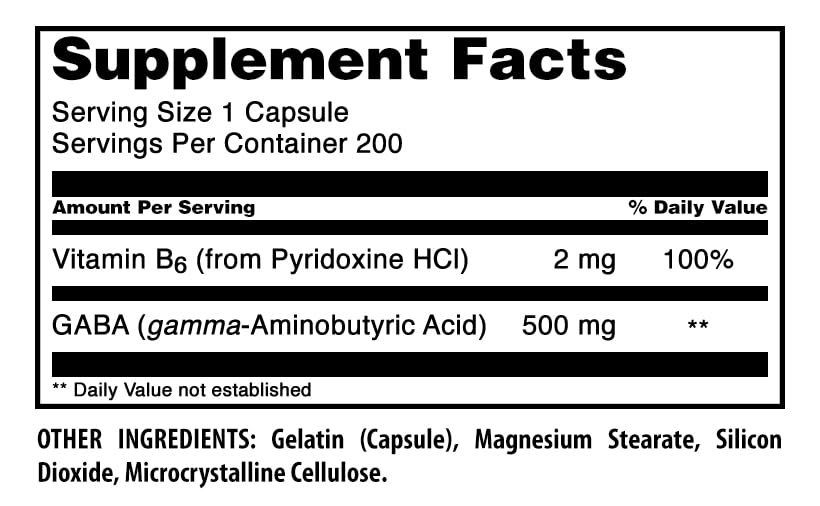 Amazing Nutrition GABA with Vitamin B6 500 mg - 200 Capsules - image 2