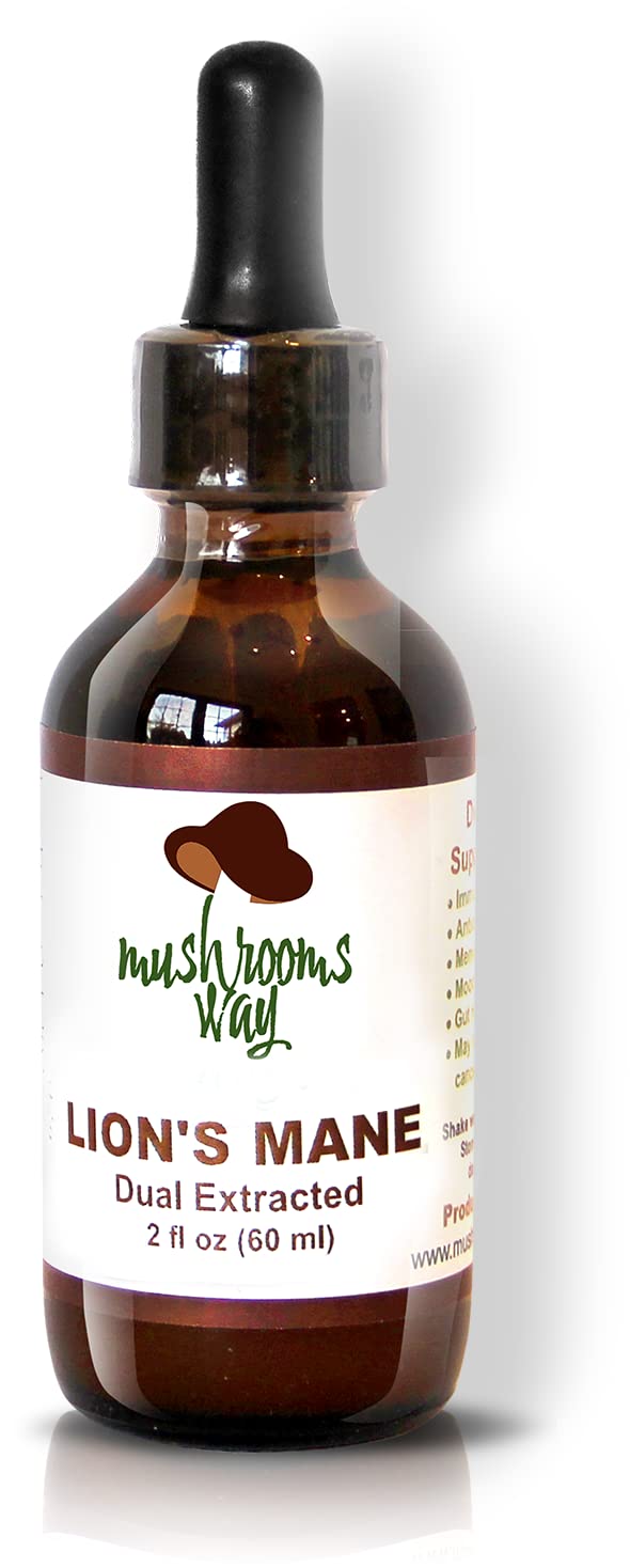 Mushrooms Way Lion's Mane Mushroom Supplement for Memory & Focus - 2 Fl Oz
