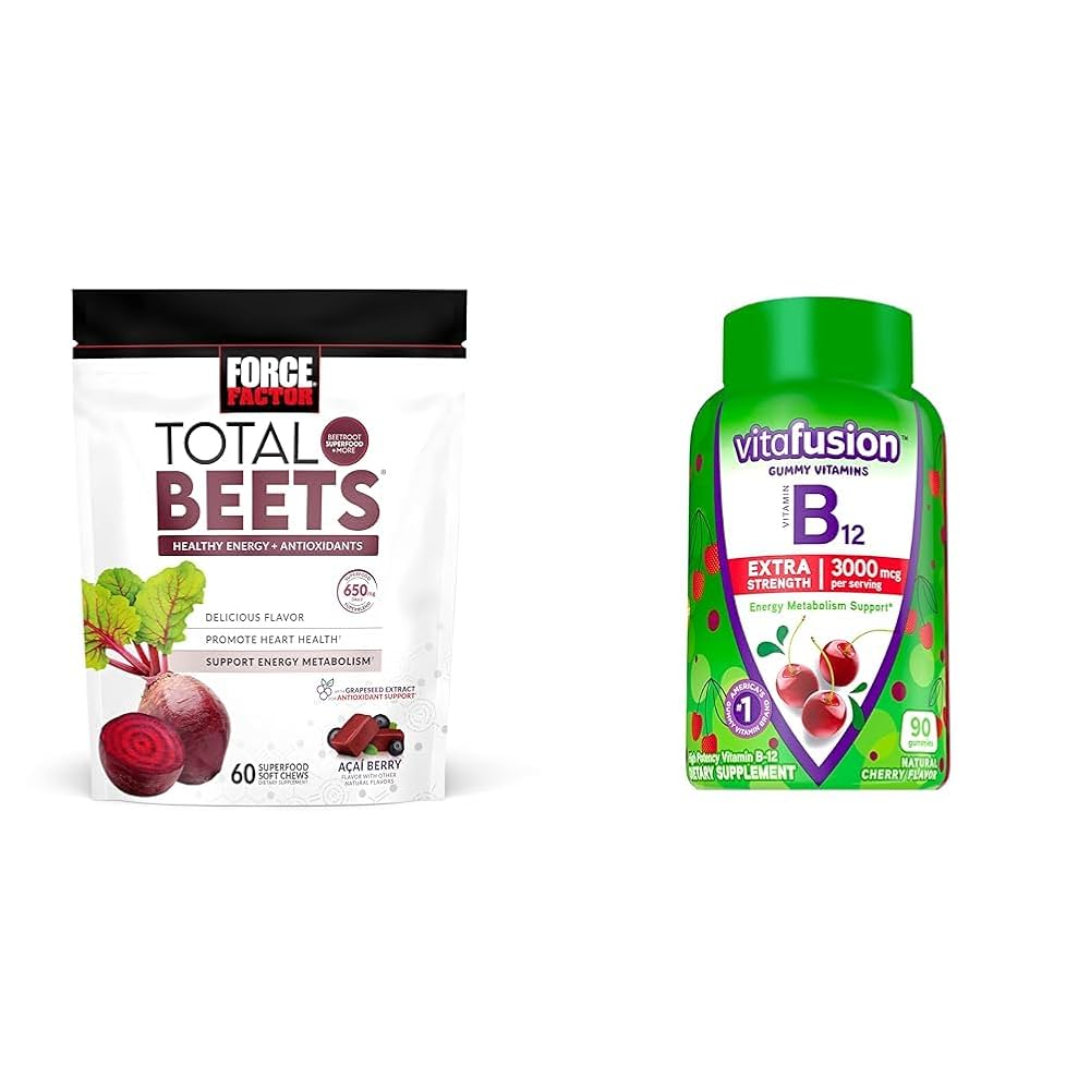 Force Factor Total Beets Chews & Vitafusion B12 Gummies - 150 Count