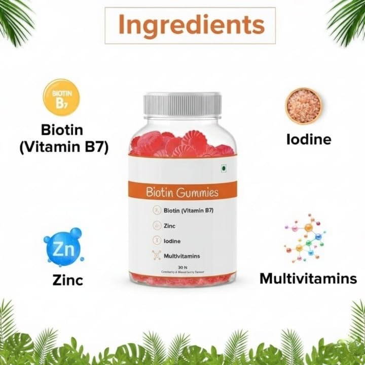 Generic GHC Biotin Hair Gummies with Vitamins A, C, E & Zinc - 30 Gummies - image 5