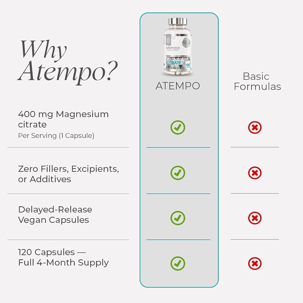 Atempo Natural Magnesium Citrate 400mg - 120 Vegetarian Capsules - image 4
