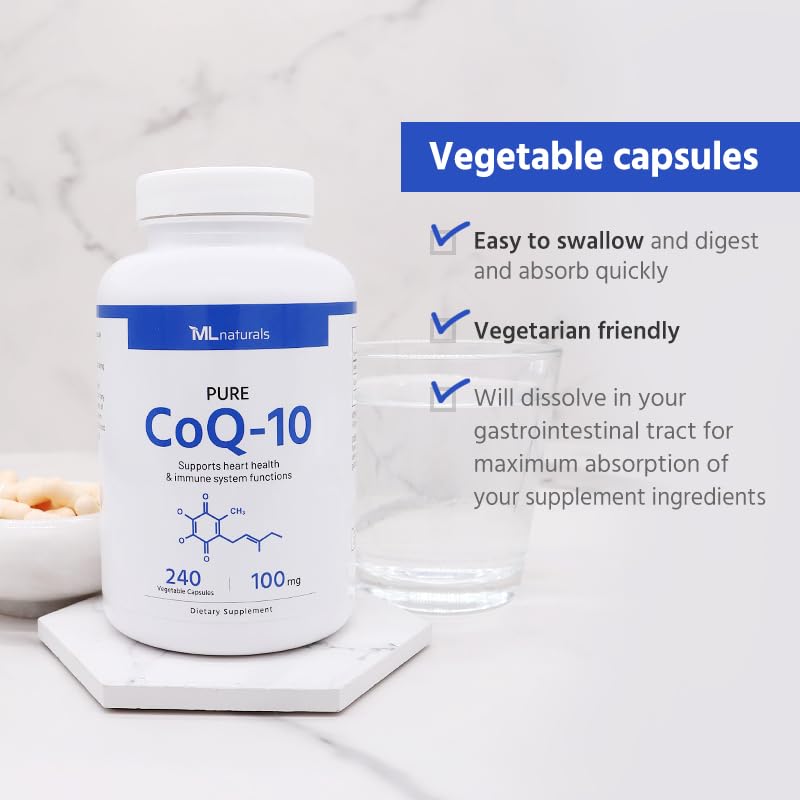 ML Naturals CoQ-10 100mg Supports Heart Health - 240 Vegetable Capsules - image 5