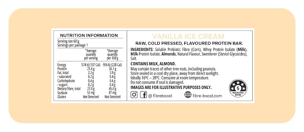 Fibre Boost Vanilla Ice-Cream Protein Bar - 12 Count - image 2