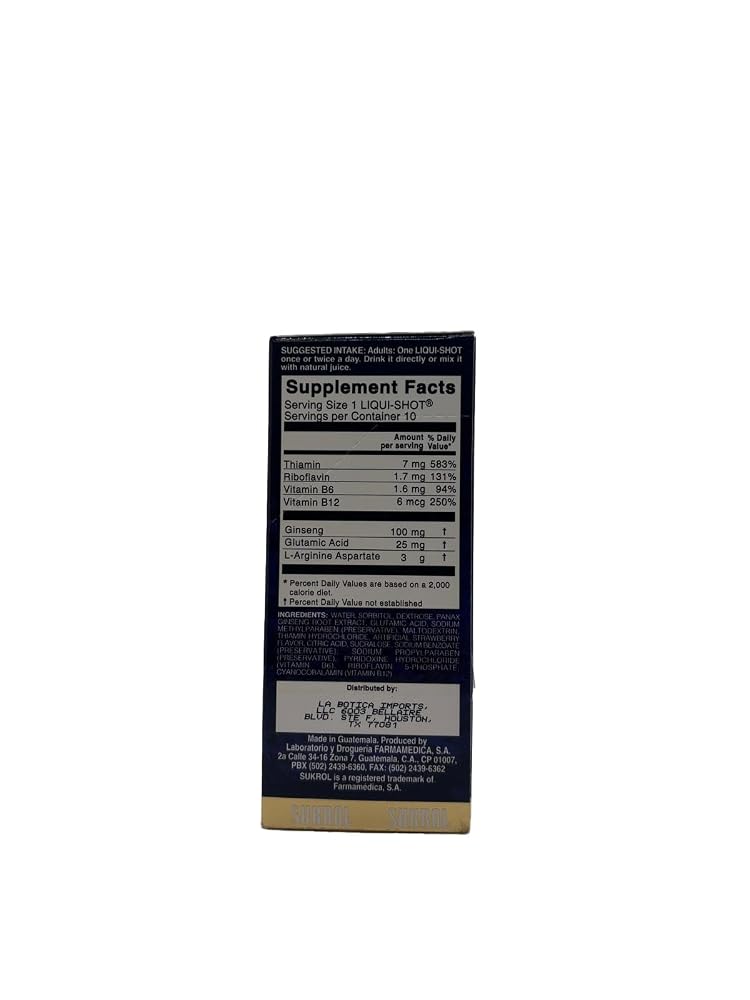 Sukrol VIGOR Arginine and Ginseng Liquid - 10 Fl Oz - image 2