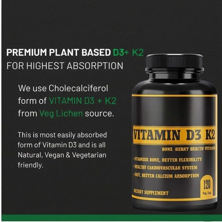 Goldy Plant Based Organic Vitamin D3 + K2 Capsules - 120 Capsules - image 5