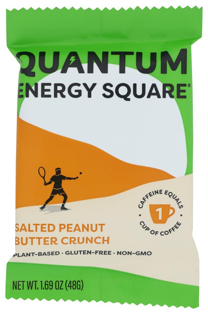 Quantum Energy Squares Coffee-Infused Energy Bars, Salted Peanut Butter - 8 Pack