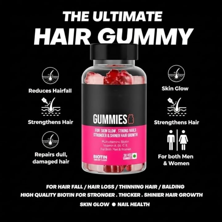 Generic Biotin Hair Gummies for Stronger, Shinier Hair & Nails - 30 Gummies - image 2