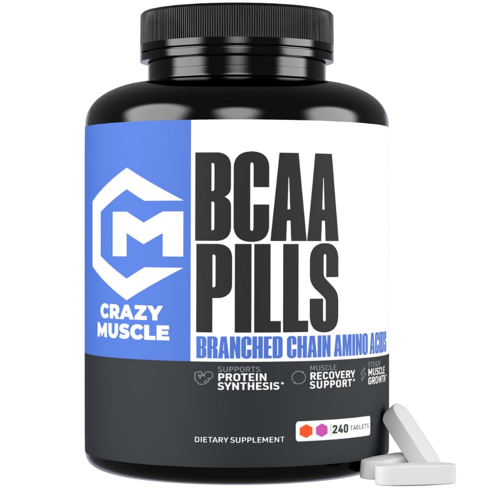 Crazy Muscle BCAA 3000mg 2:1:1 Branched-Chain Amino Acids - 240 Tablets