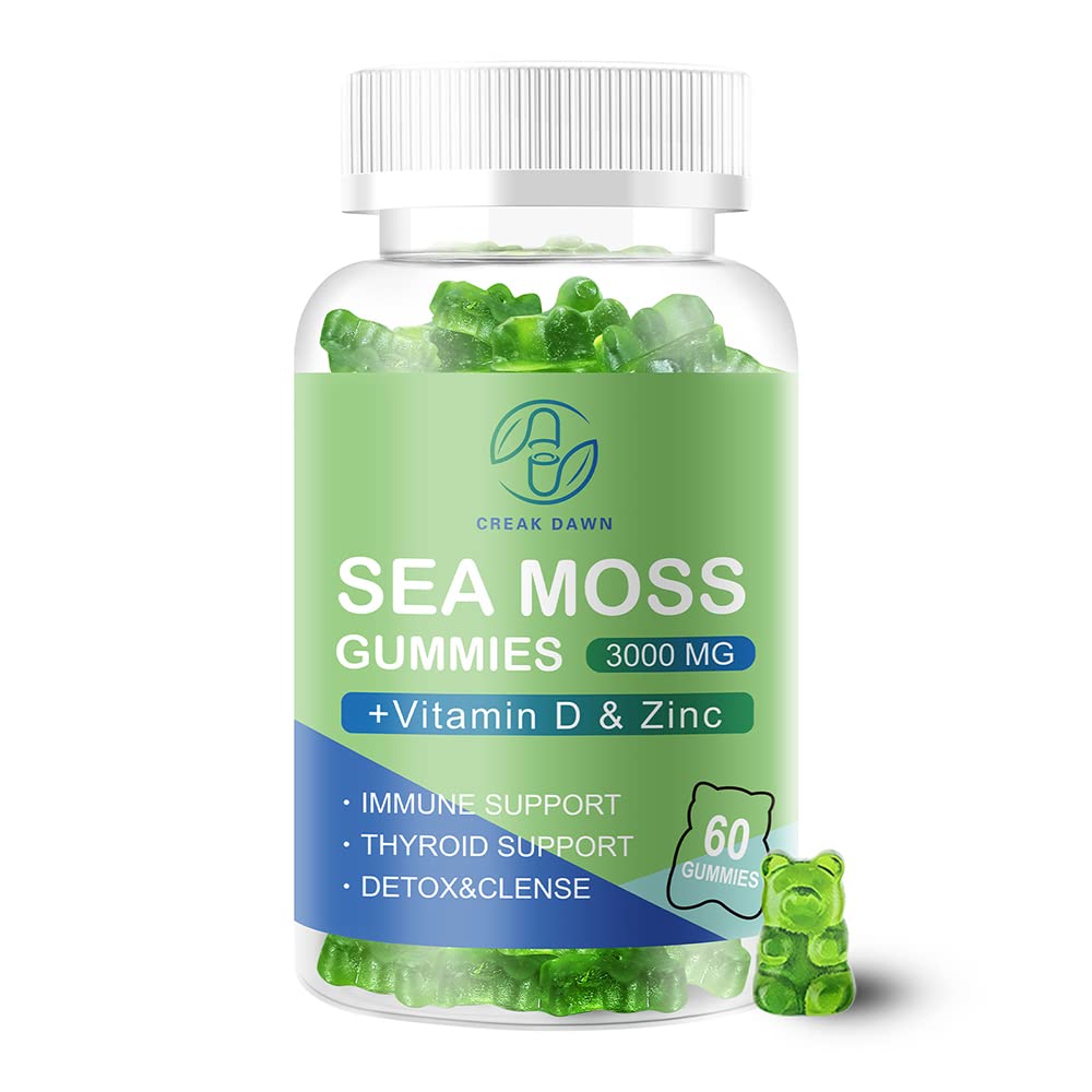 CREAK DAWN SUPP Sea Moss Gummies 1800mg with Bladderwrack & Burdock - 60 Gummies