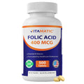 Vitamatic Folic Acid 400 mcg Vitamin B9 - 500 Tablets