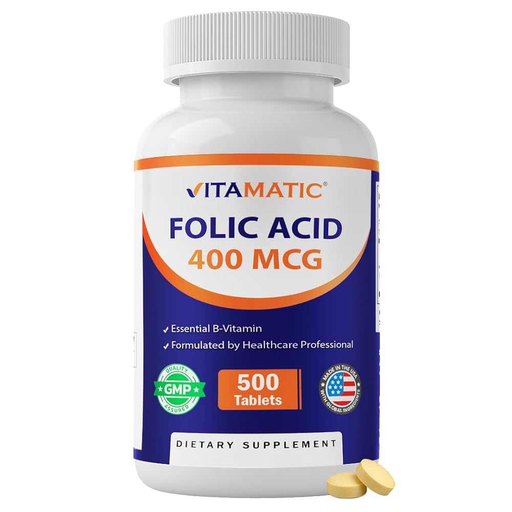 Vitamatic Folic Acid 400 mcg Vitamin B9 - 500 Tablets