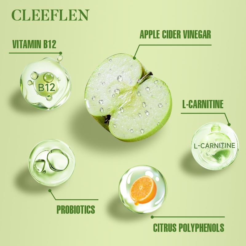 CLEEFLEN Apple Cider Vinegar Gummies with B12 & Probiotics - 60 Count - image 7
