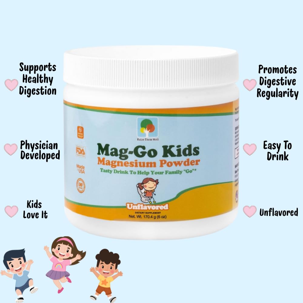 Raise Them Well Mag Go Kids Magnesium Powder Unflavored - 140 Servings - image 4