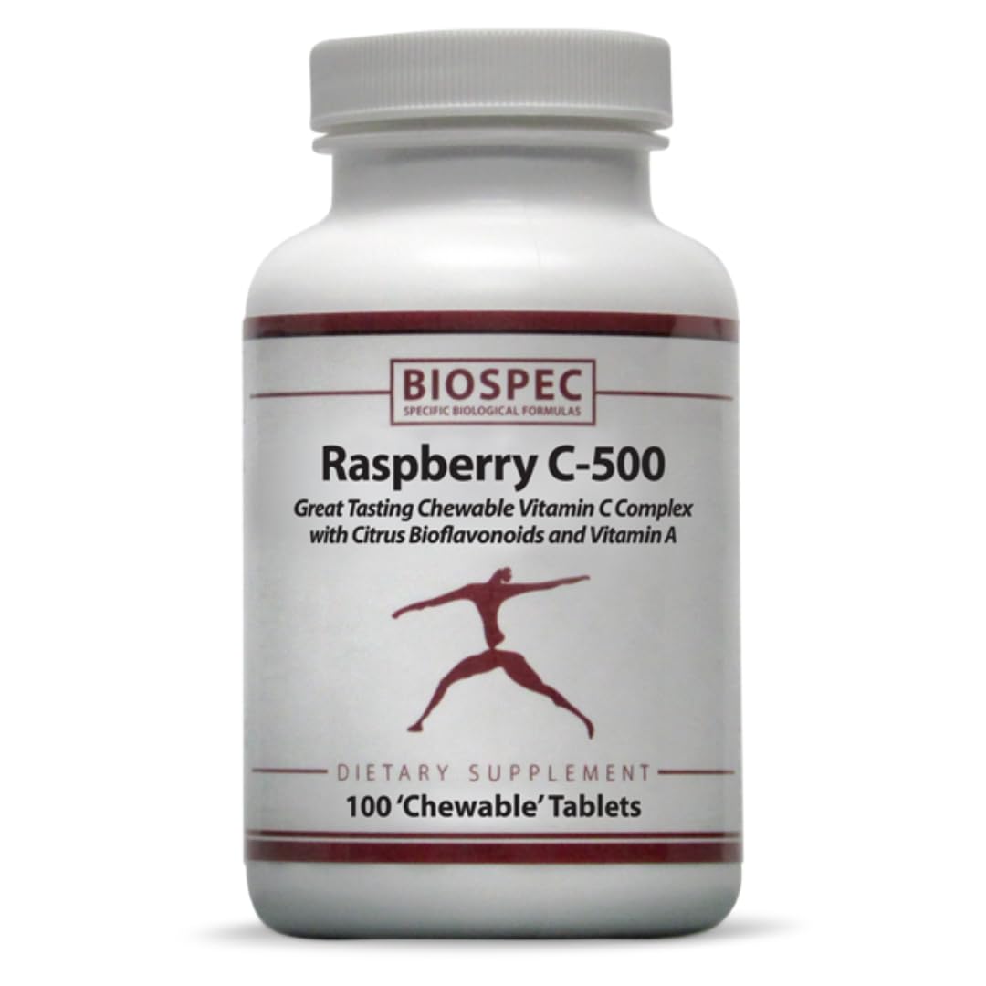 BIOSPEC NUTRITIONALS Raspberry C-500 Chewable Vitamin C - 100 Tablets