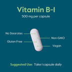 BESTVITE Vitamin B-1 (Thiamin) 500mg - No Stearates - Vegan - Non GMO