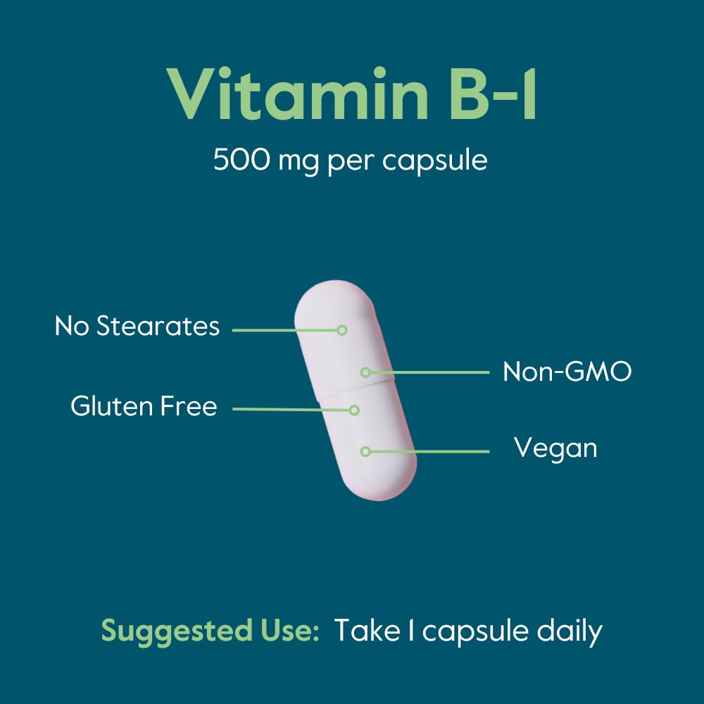 BESTVITE Vitamin B-1 (Thiamin) 500mg - No Stearates - Vegan - Non GMO