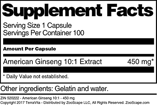 Terravita American Ginseng 10:1 450 mg - 300 Capsules - image 3