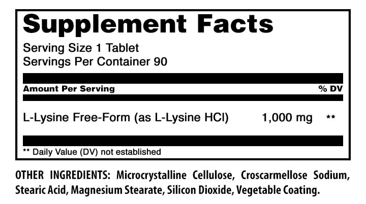 Amazing Formulas L-Lysine 1000mg Amino Acid Tablets Supplement